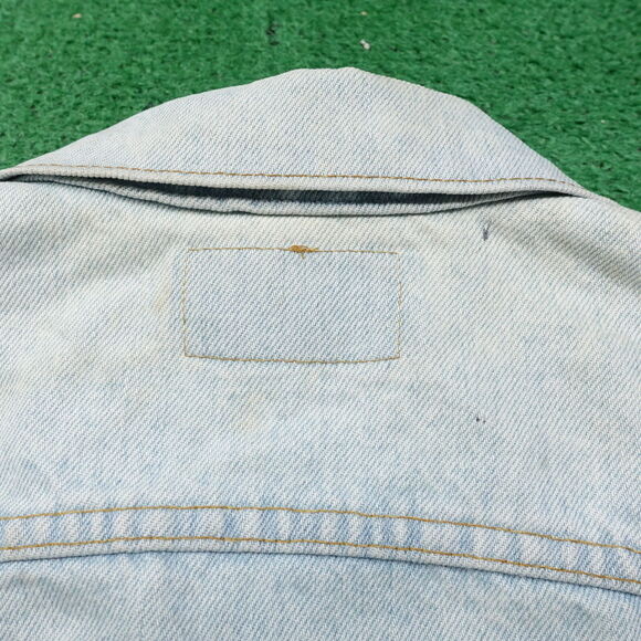 VINTAGE LEVI'S USA MADE MOTLEY CRUE DENIM JEAN BATTLE VEST WOMENS 14 21X22.5 - Picture 4 of 16